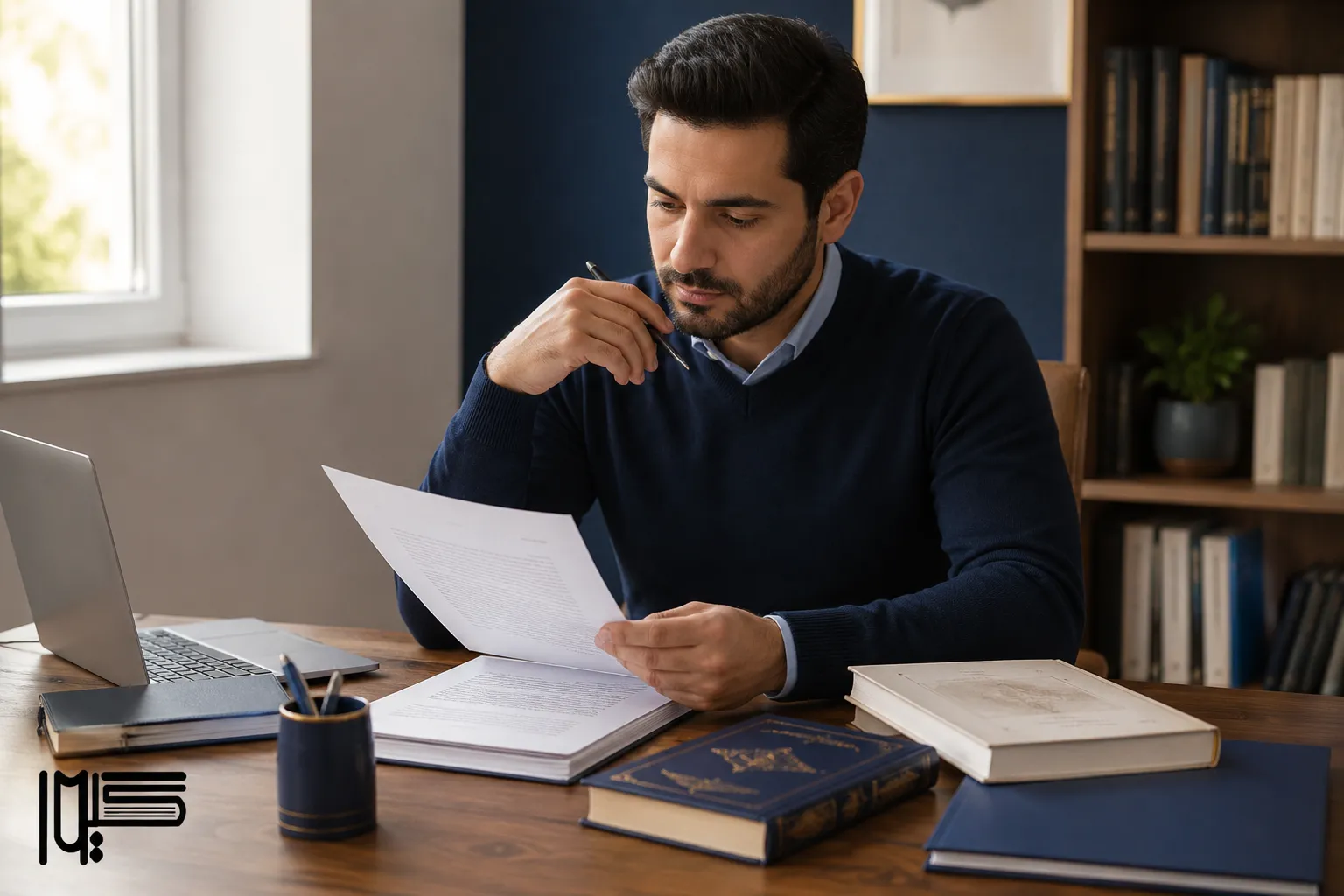 نویسنده در حال بررسی معیارهای انتخاب ناشر کتاب