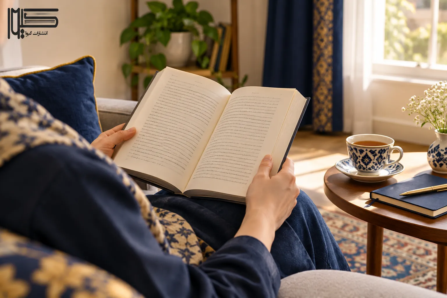 خواننده تازه‌کار در حال مطالعه رمان معمایی کنار پنجره برای شروع کتاب‌خوانی